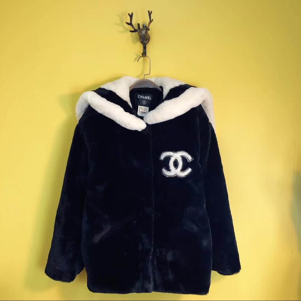 chanel faux fur coat